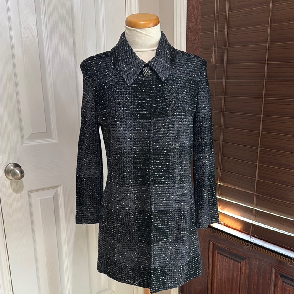 St. John Black Blazer Long Classic Suit Jacket Size 8